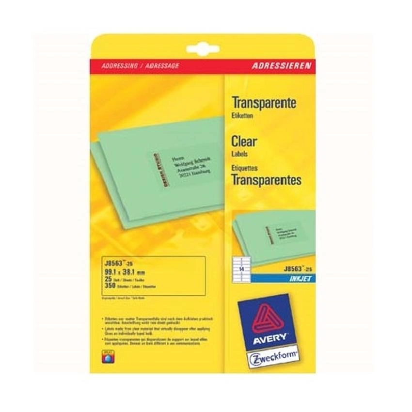 ETYKIETY PRZEZROCZYSTE DO DRUKAREK ATRAMENTOWYCH AVERY ZWECKFORM