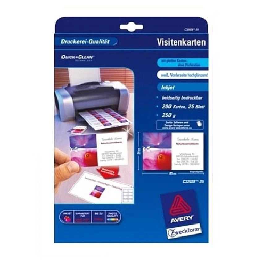 WIZYTÓWKI QUICK&CLEAN AVERY ZWECKFORM