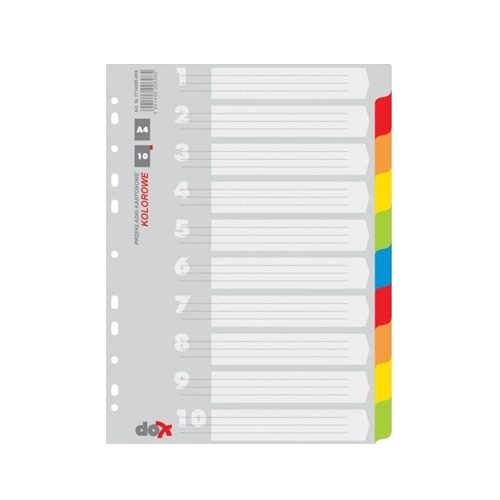 PRZEKŁADKI KARTONOWE KOLOROWE DOX A4