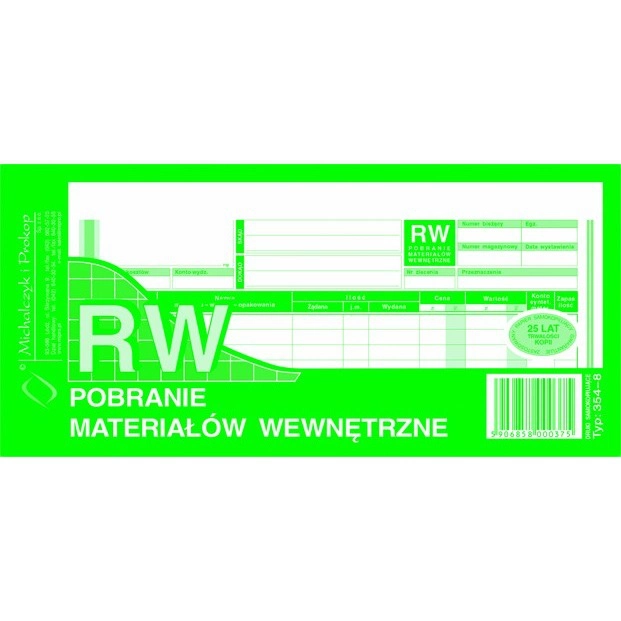RW - POBRANIE MATERIAŁÓW WEWNĘTRZNE 354-8