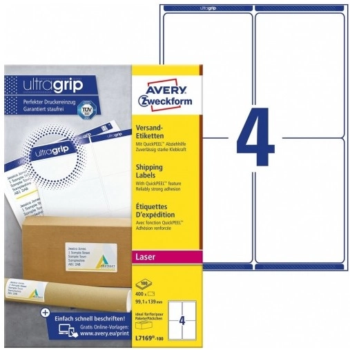 KRYJĄCE ETYKIETY WYSYŁKOWE AVERY ZWECKFORM QUICKPEEL