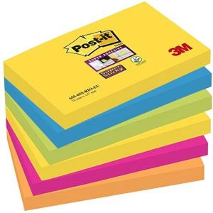 KARTECZKI POST-IT SUPER STICKY 76 X 127 MM 655-6SS-RIO MIX KOLORÓW (6 X 90)